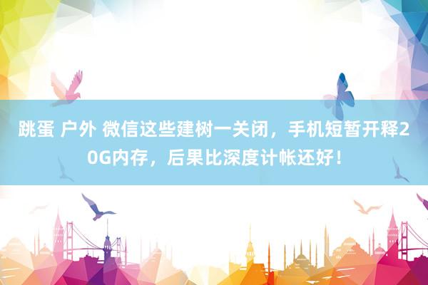 跳蛋 户外 微信这些建树一关闭，手机短暂开释20G内存，后果比深度计帐还好！