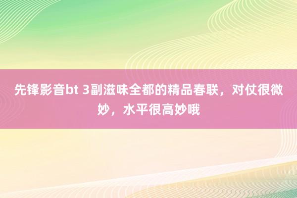 先锋影音bt 3副滋味全都的精品春联，对仗很微妙，水平很高妙哦