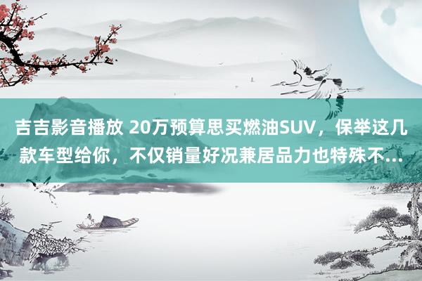 吉吉影音播放 20万预算思买燃油SUV，保举这几款车型给你，不仅销量好况兼居品力也特殊不...