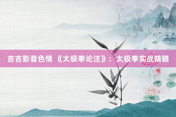 吉吉影音色情 《太极拳论注》：太极拳实战精髓